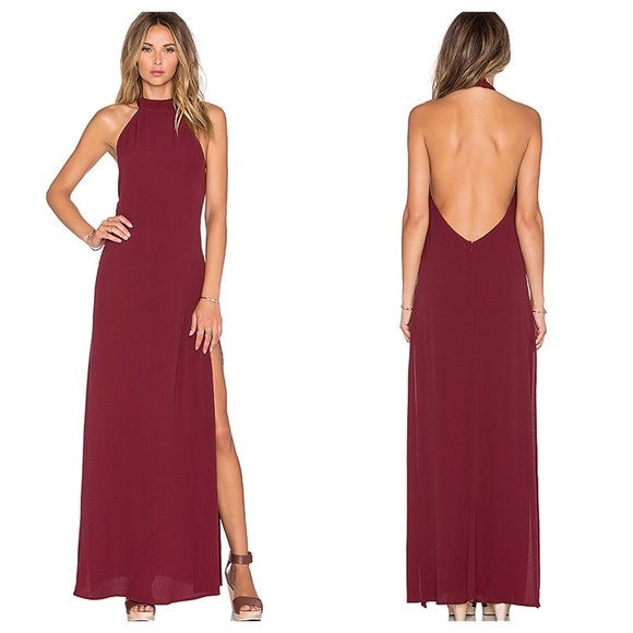 Flynn Skye Dresses & Skirts - Flynn Skye Tyra Side Slit Maxi Dress in Merlot